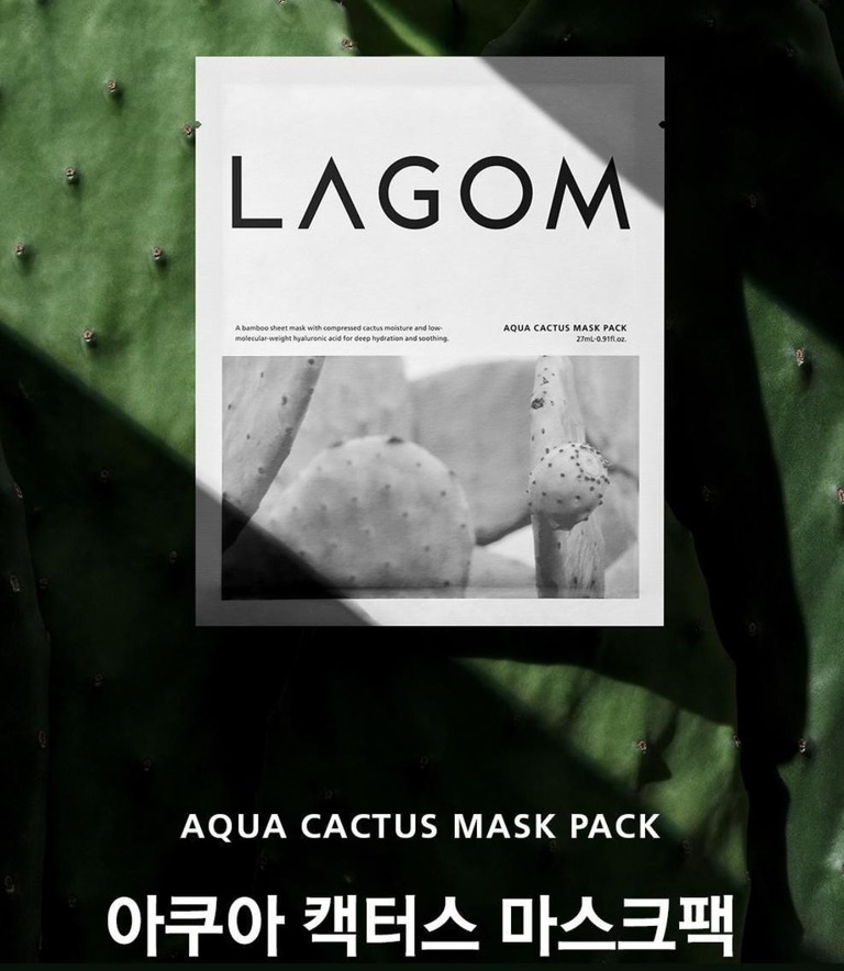 韓國 🇰🇷LAGOM 仙人掌深層補水面膜 Aqua Cactus Mask Pack 5片 / 盒
