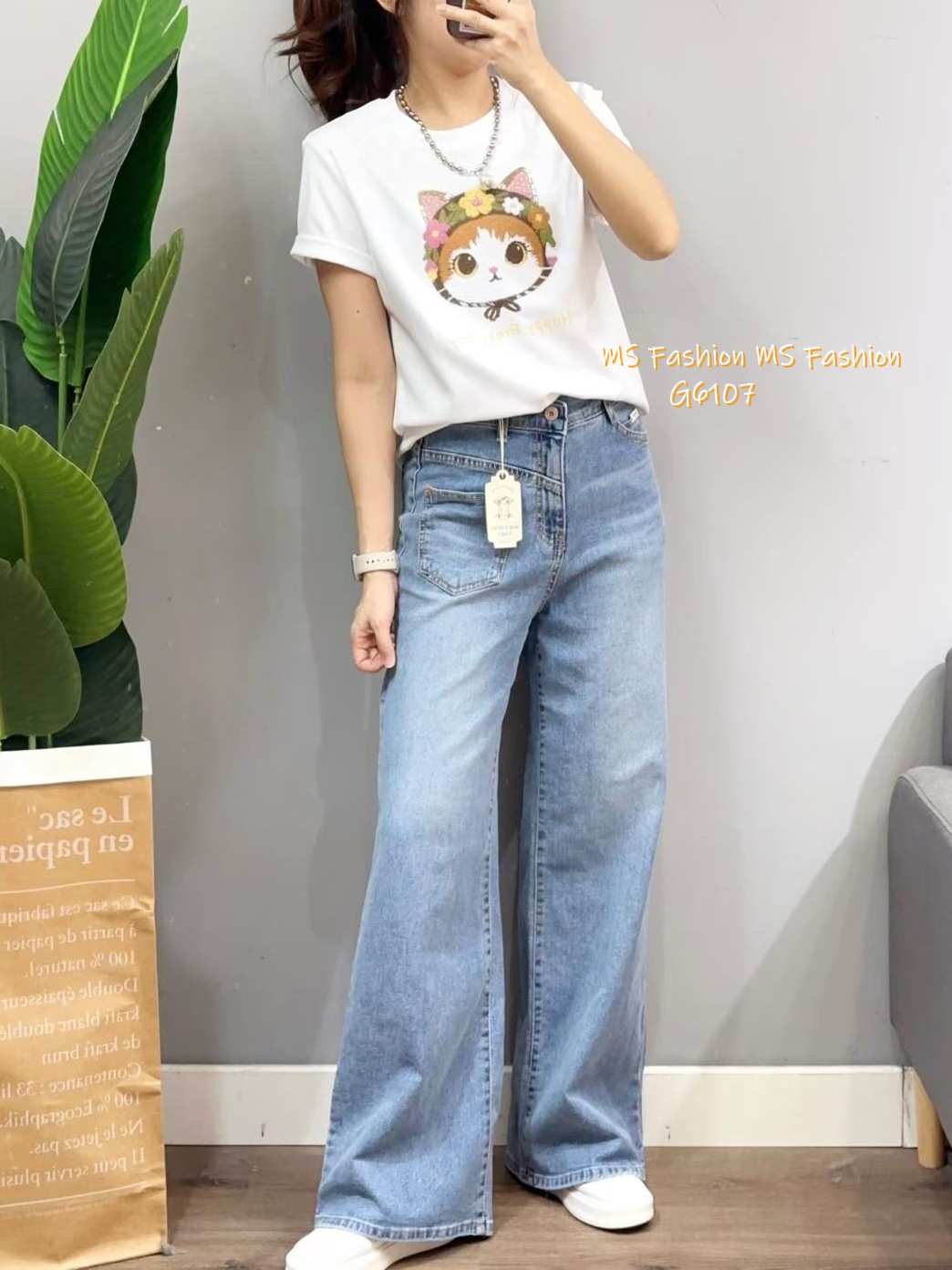 G6107 韓國🇰🇷刺繡貓咪tee