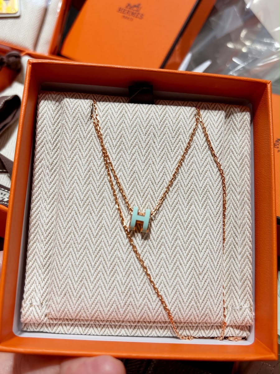 全新 Hermes mini pop h necklace mint Vert Peppermint 玫瑰金 100%Authentic, 100%New 全新貨品 ☑️26年收據☑️Dust bag☑️box