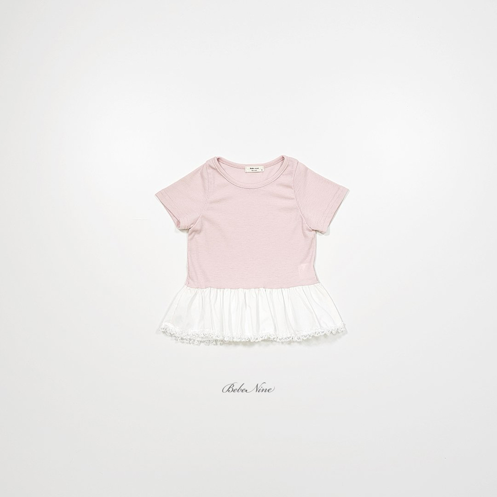 ☀️預訂 韓國直送☀️🇰🇷Bebenine三色下擺荷葉邊拼接短袖上衣