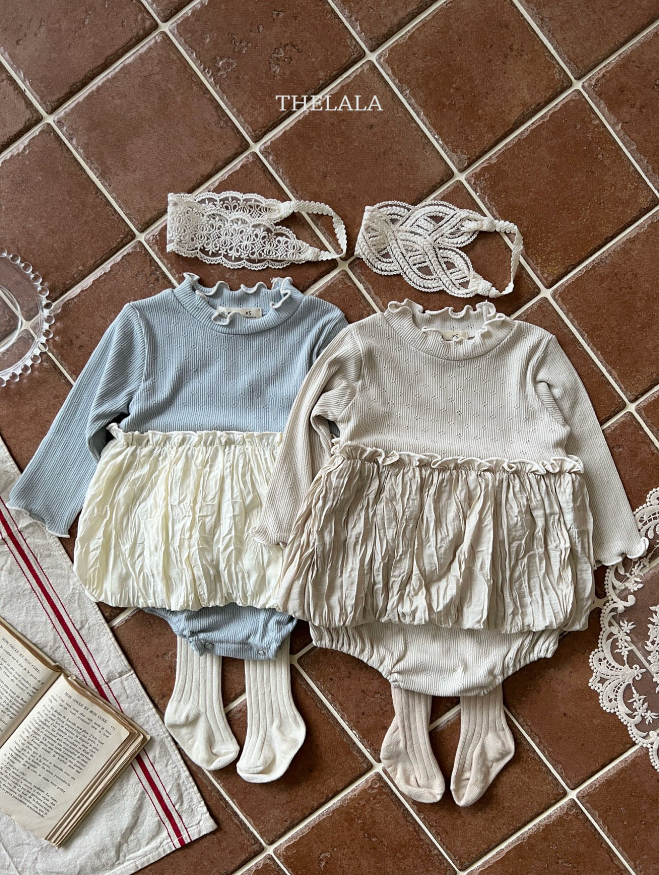 🌸預訂 韓國直送🌸🇰🇷THELALA兩色皺褶裙擺長袖包屁衣