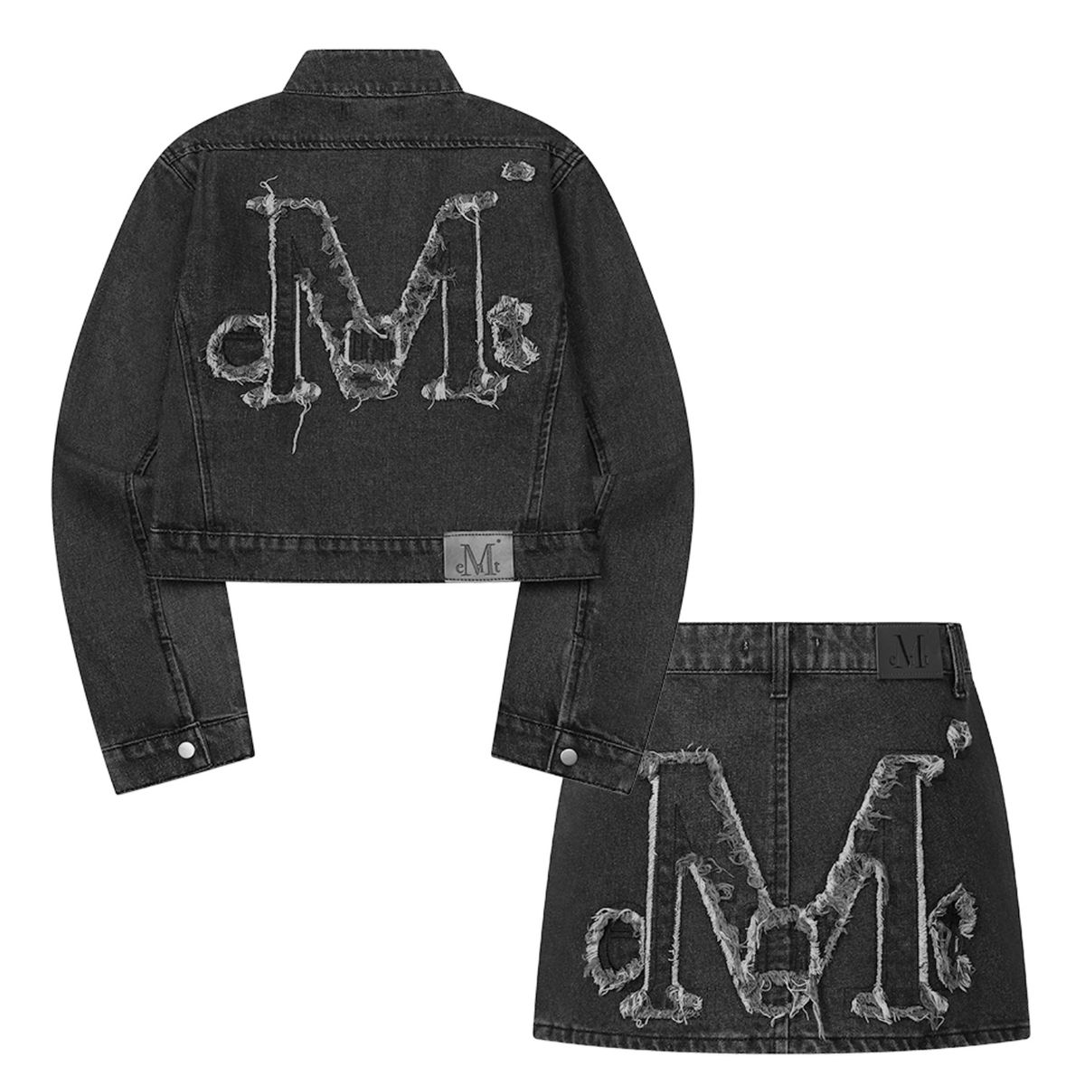 [MUCENT] AVIER SET-UP APPLIQUE DENMI JACKET + SKIRT SET