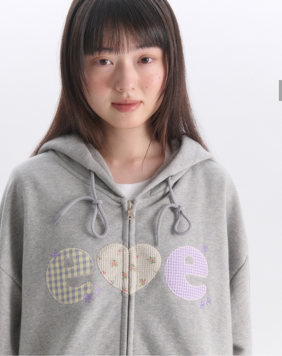 Ambler Check Flower Zip Up Hoodie