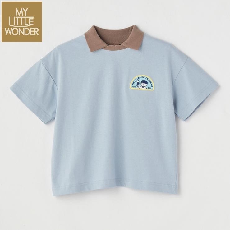 🇯🇵限量預訂 日本直送🇯🇵MY LITTLE WONDER 兩色刺繡貼章撞色企領短袖上衣