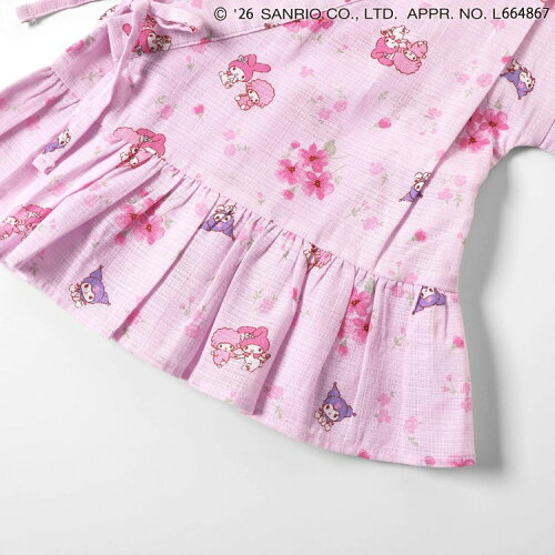 🆕【⭐訂購⭐】🌀 🇯🇵 日本直送 #Kitty / #Melody+#Kuromi 荷葉邊 喇叭袖 甚平+腰帶 三件套裝🌀 [ELDA-0083][260509]