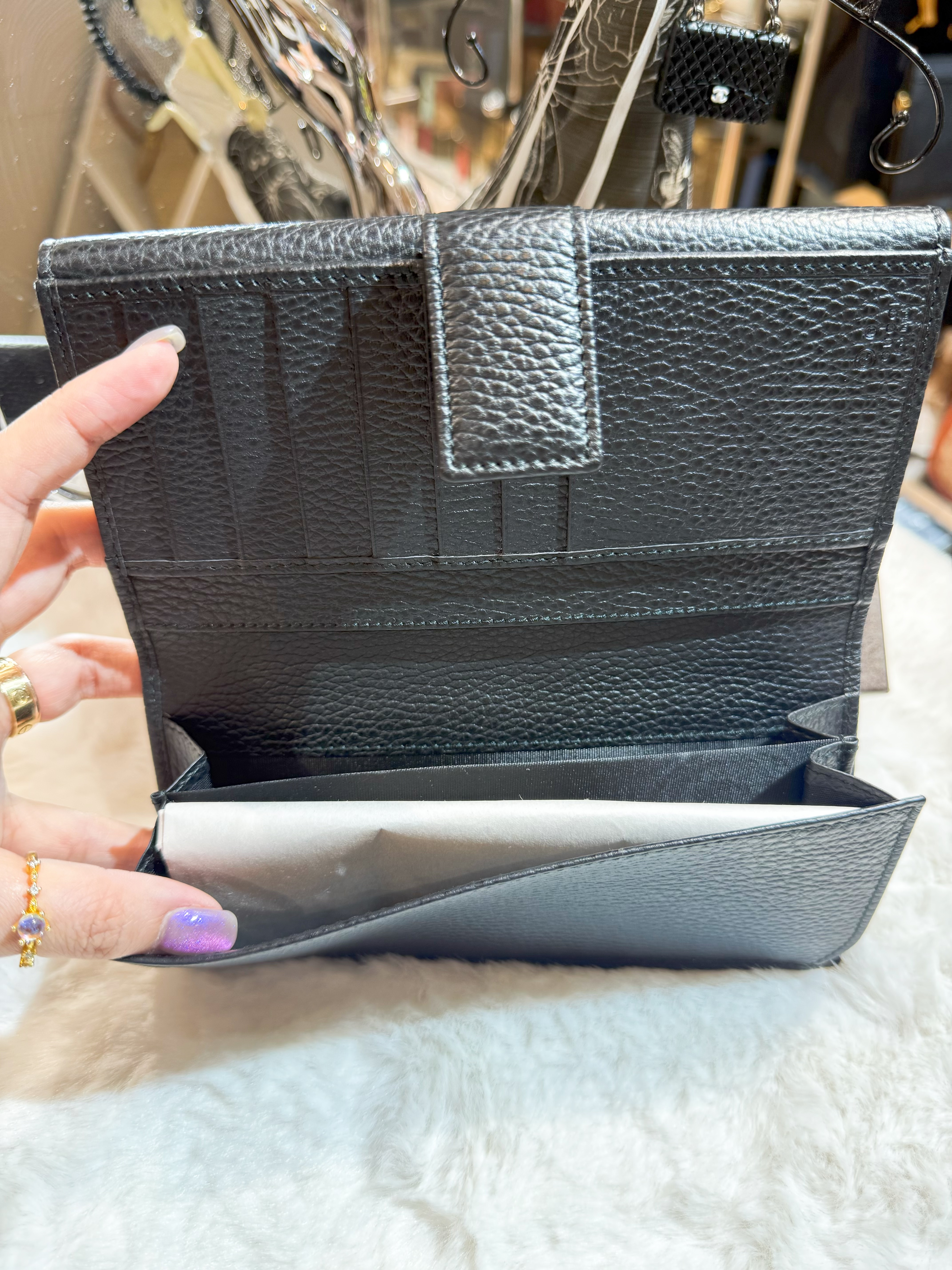 Gucci flap long wallet pebb/blk