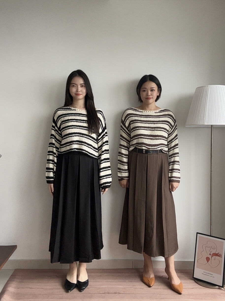 T4425 Long Sleeve Striped Knit Sweater- 4 Colors 