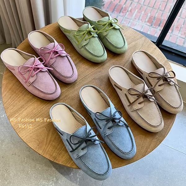 R6112 韓國🇰🇷真皮糖果色loafer後拖