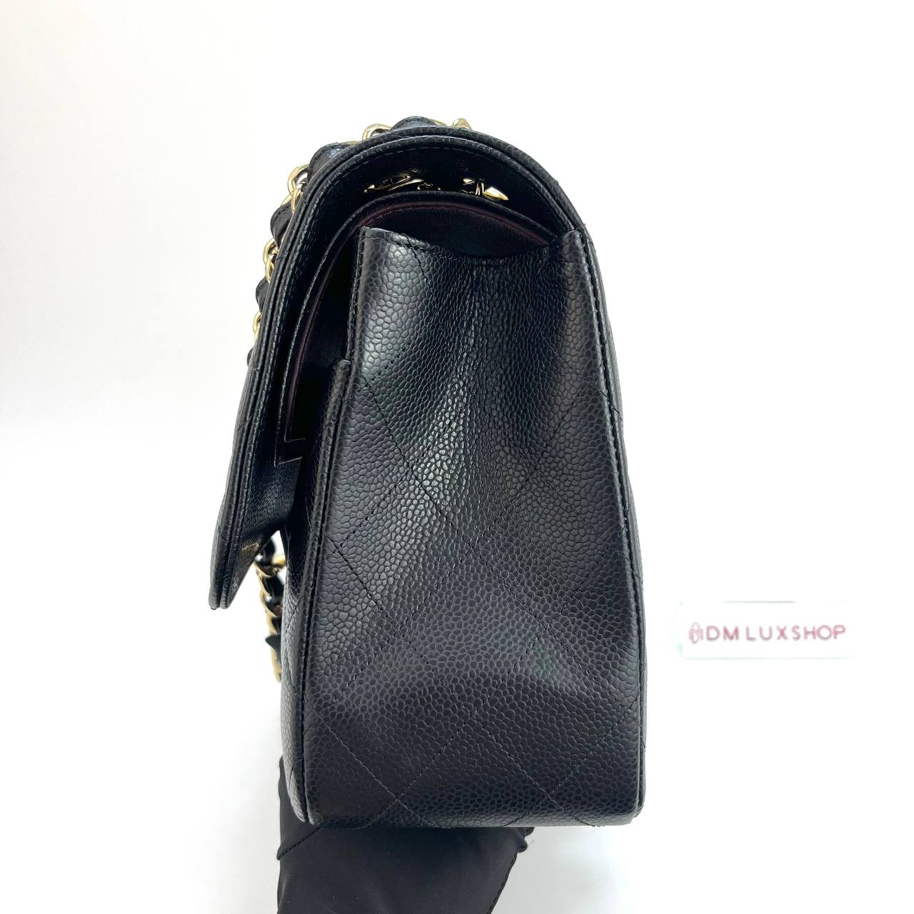 Chanel Black Caviar Classic Double Flap Jumbo GHW (Microchip)