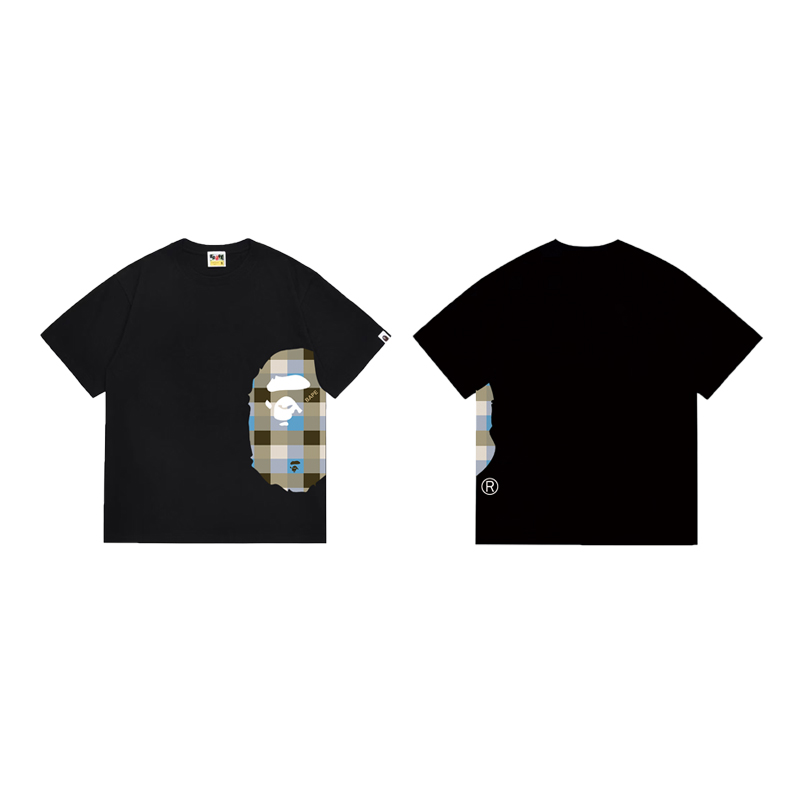 Bape Logo Check Side Big Ape Head Tee 