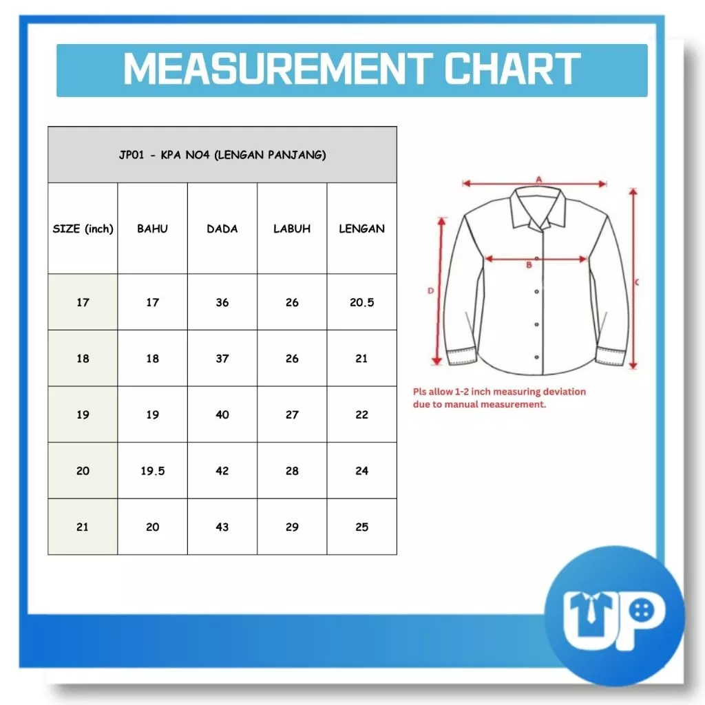 Uniform KPA No 4 Kaspa Biru Kemeja Lengan Panjang Long Sleeve Sekolah Kokurikulum K.P.A NO.4 民防