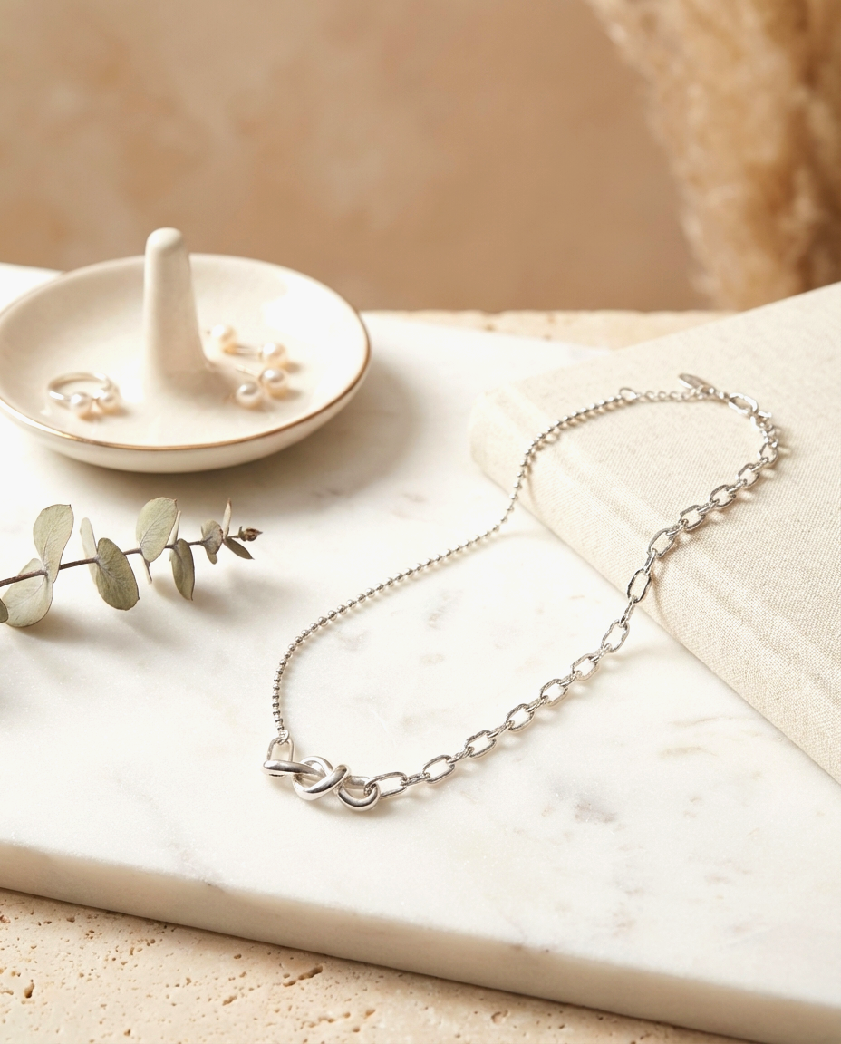 S925 -EN0121 Asymmetry Necklaces