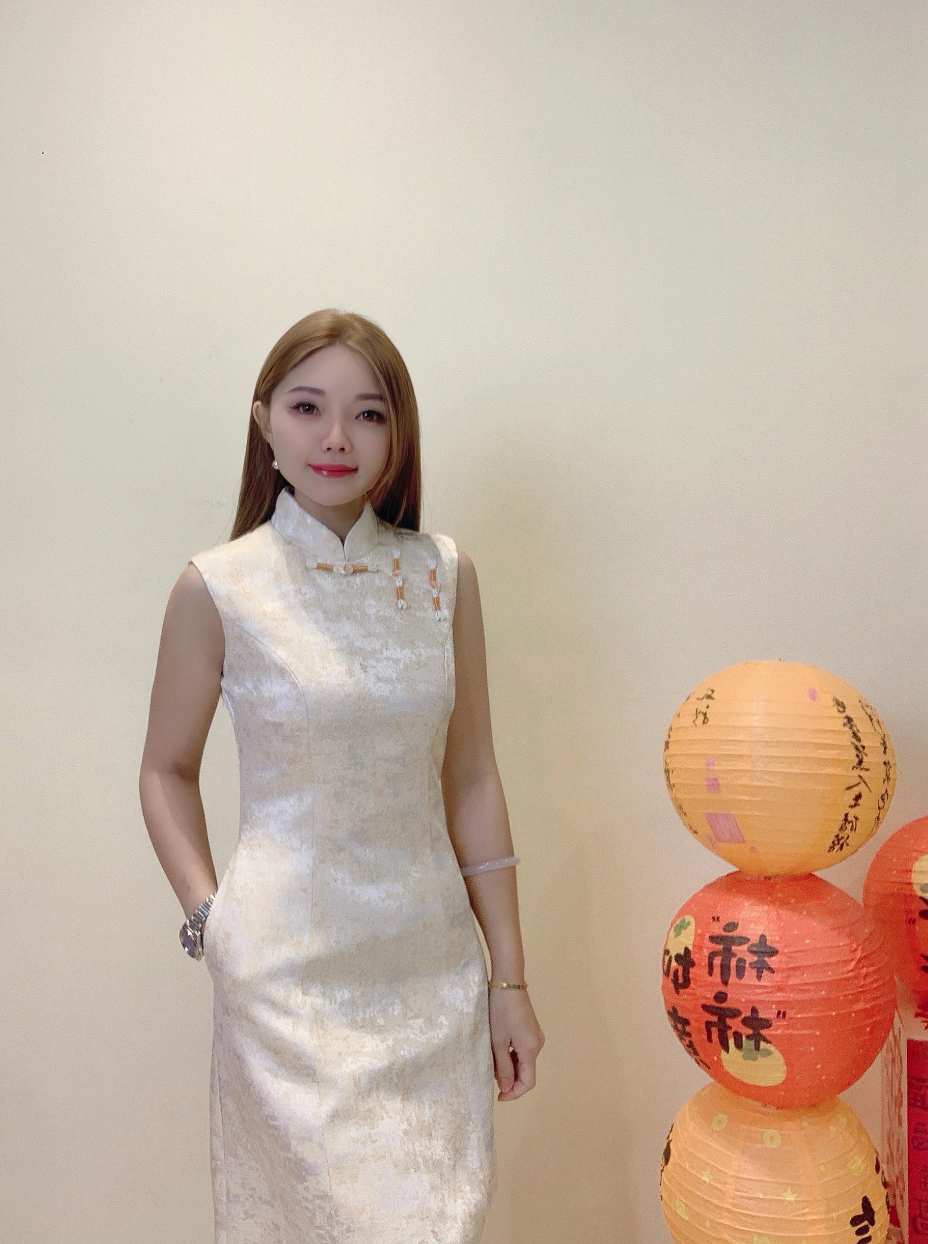 无袖旗袍连身裙 D0099