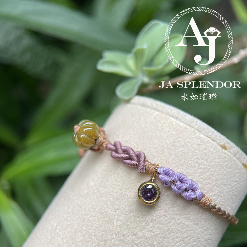 FBG26-H02 天然翡翠A玉 黃翡雙色花開手繩（私人訂制）