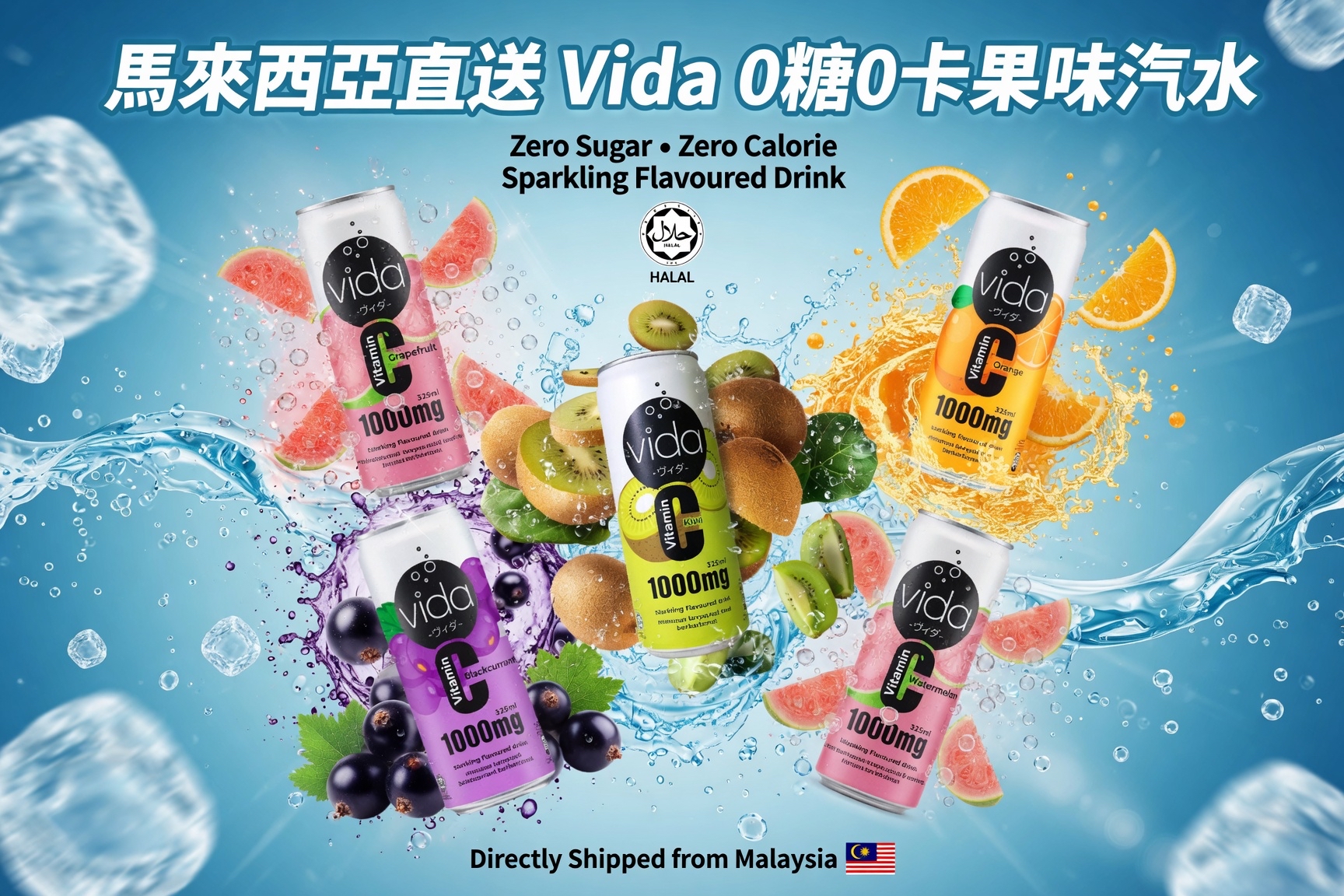 馬來西亞直送Vida 0糖0卡果味汽水  Vida 0糖0卡果味汽水