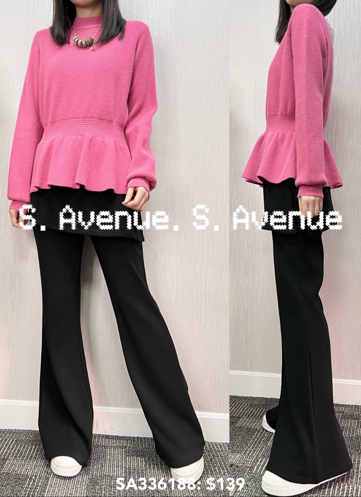 SA336188: 長袖小企領腰橡根魚尾top