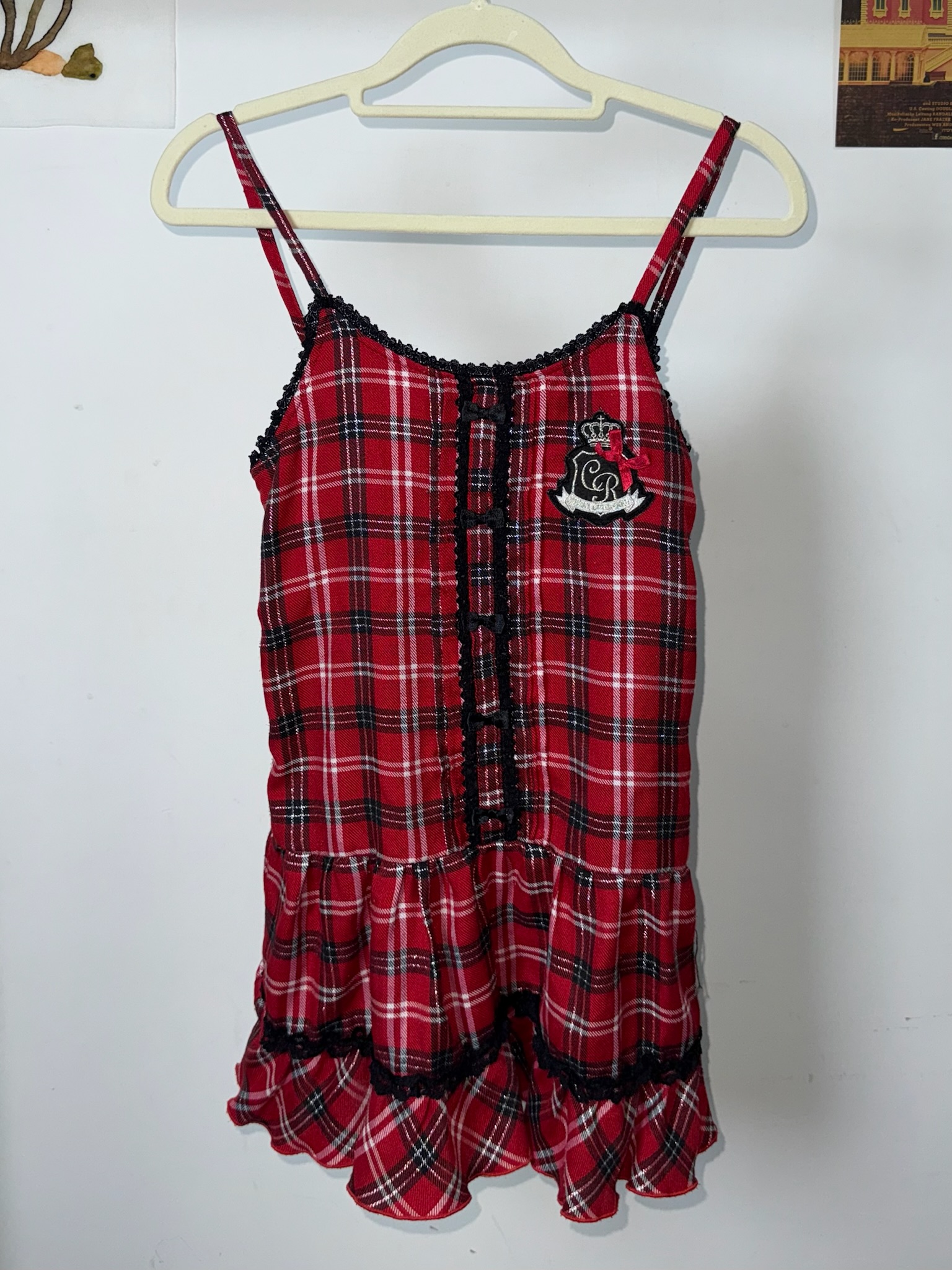 Gothic Lolita Red Checkered Lace-Trimmed Dress