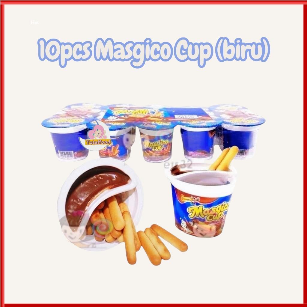 (NEW / BIRU) 10pcs Ali Masgico Cup Chocolate and biscuit stick