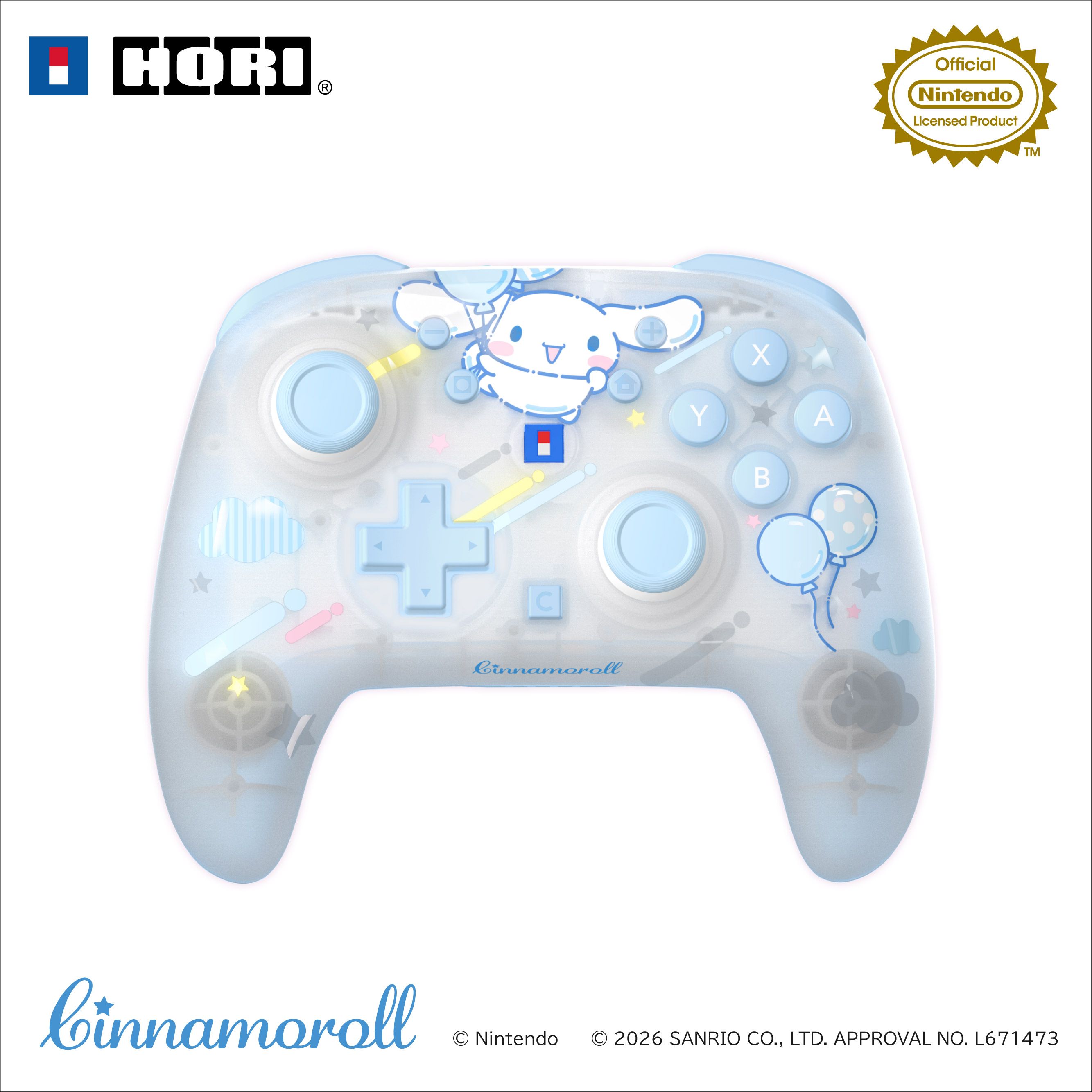 HORI NS2 無線控制器 三麗鷗系列 大耳狗 (NSX-255)        HORI NS2  Wireless Controller Sanrio Series Cinnamoroll (NSX-255)