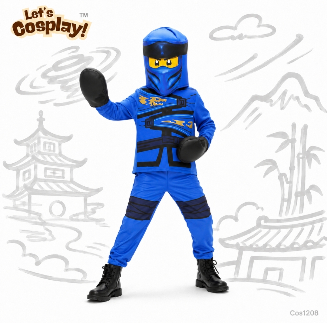兒童積木公仔服裝扮演 Ninjago 藍色忍者服裝｜故事角色扮演・World Book Day Costume｜Lets Cosplay 香港現貨