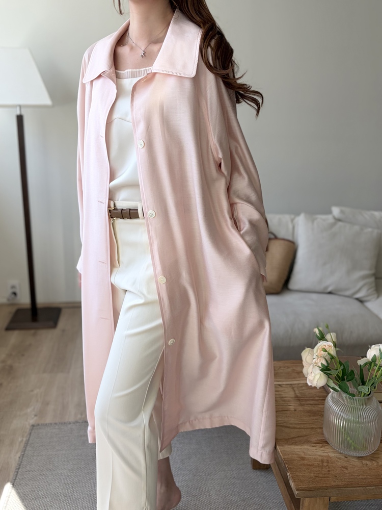Silky Belted Trench Coat (Pink)