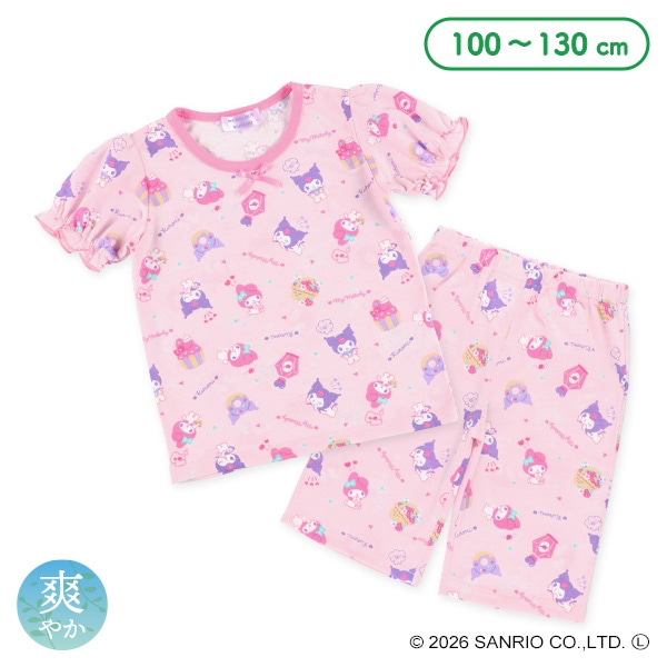 🇯🇵預訂 日本直送🇯🇵清爽材質My Melody Kuromi滿印絲帶短袖家居服上下套裝