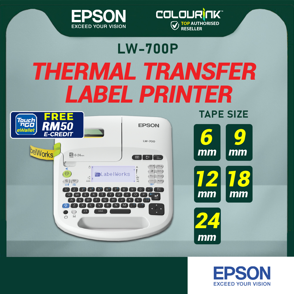 Epson Labelwork LW-700 Portable Label Maker Sticker QR Barcode Laminated PC Print PT-D450 PT-D600 PT-P700 PT-H110 D210
