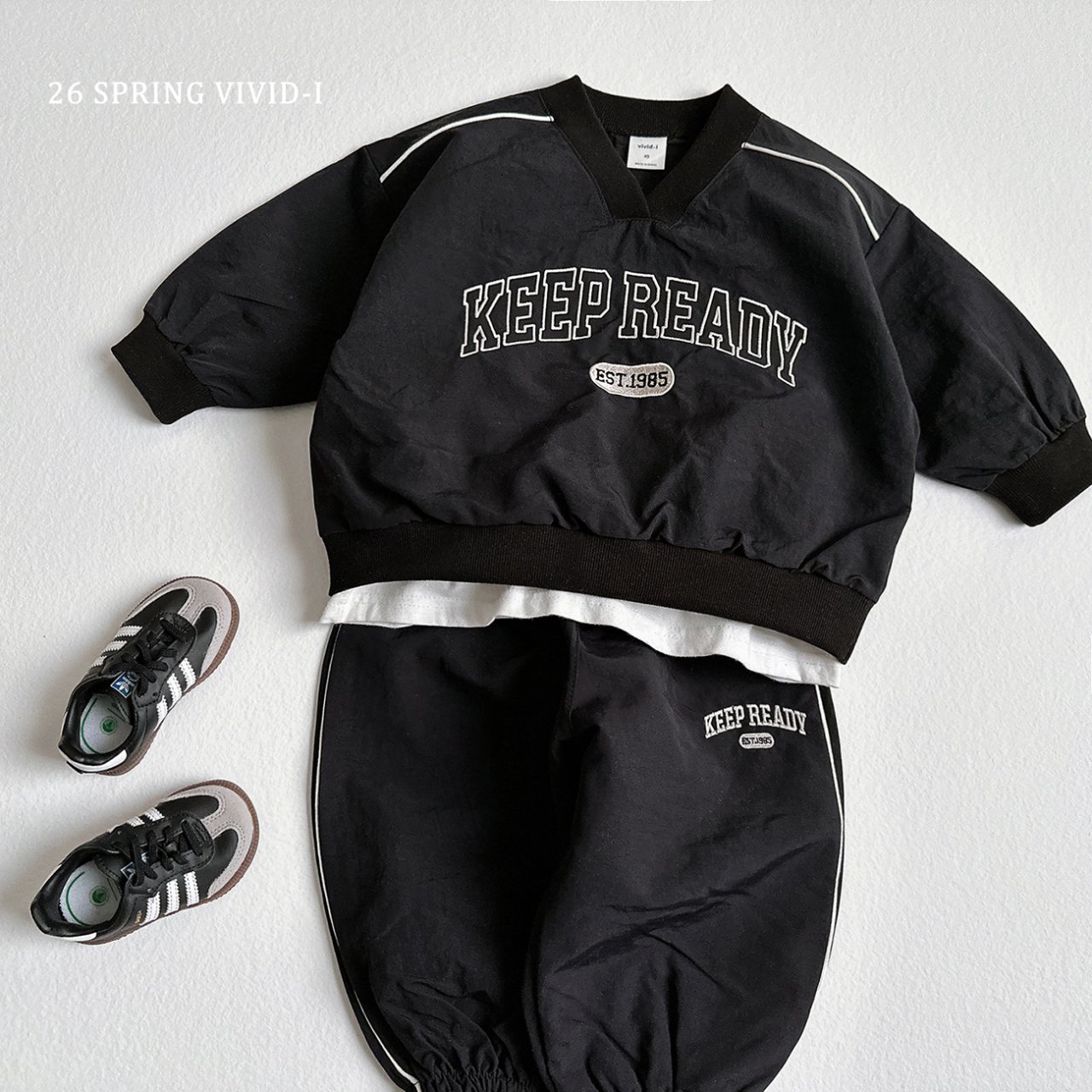 🌸預訂 韓國直送🌸🇰🇷VIVIDI四色棒球風字母刺繡寬鬆輕薄束腳褲