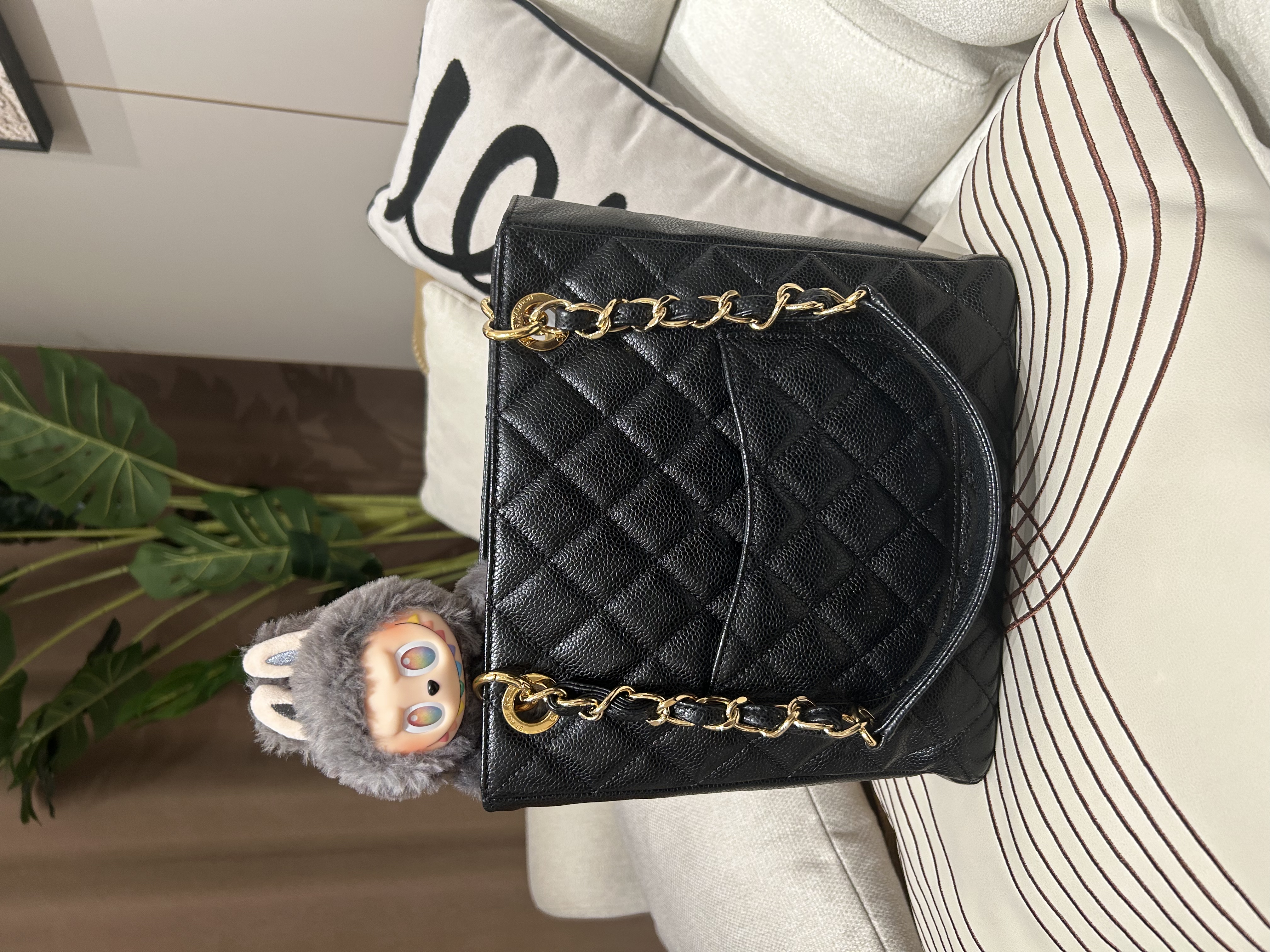 Chanel PST Tote Bag 黑色荔枝牛皮金鏈 100%Authentic, 95%New ✅19Card✅Dust bag