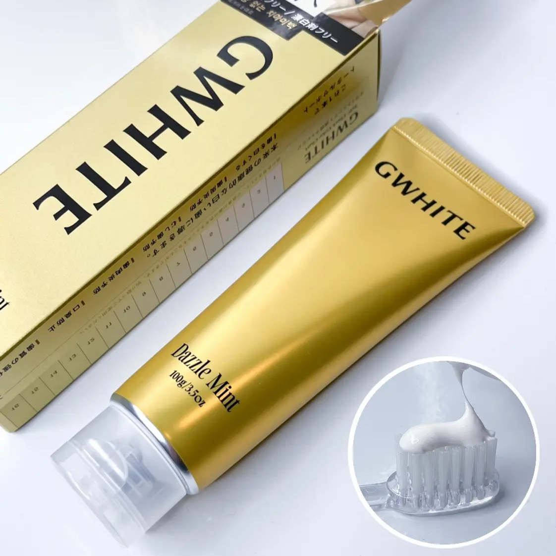 【日本 G-WHITE 藥用美白牙膏 100g】無研磨劑溫和去黃！輕鬆刷出耀眼靚齒 