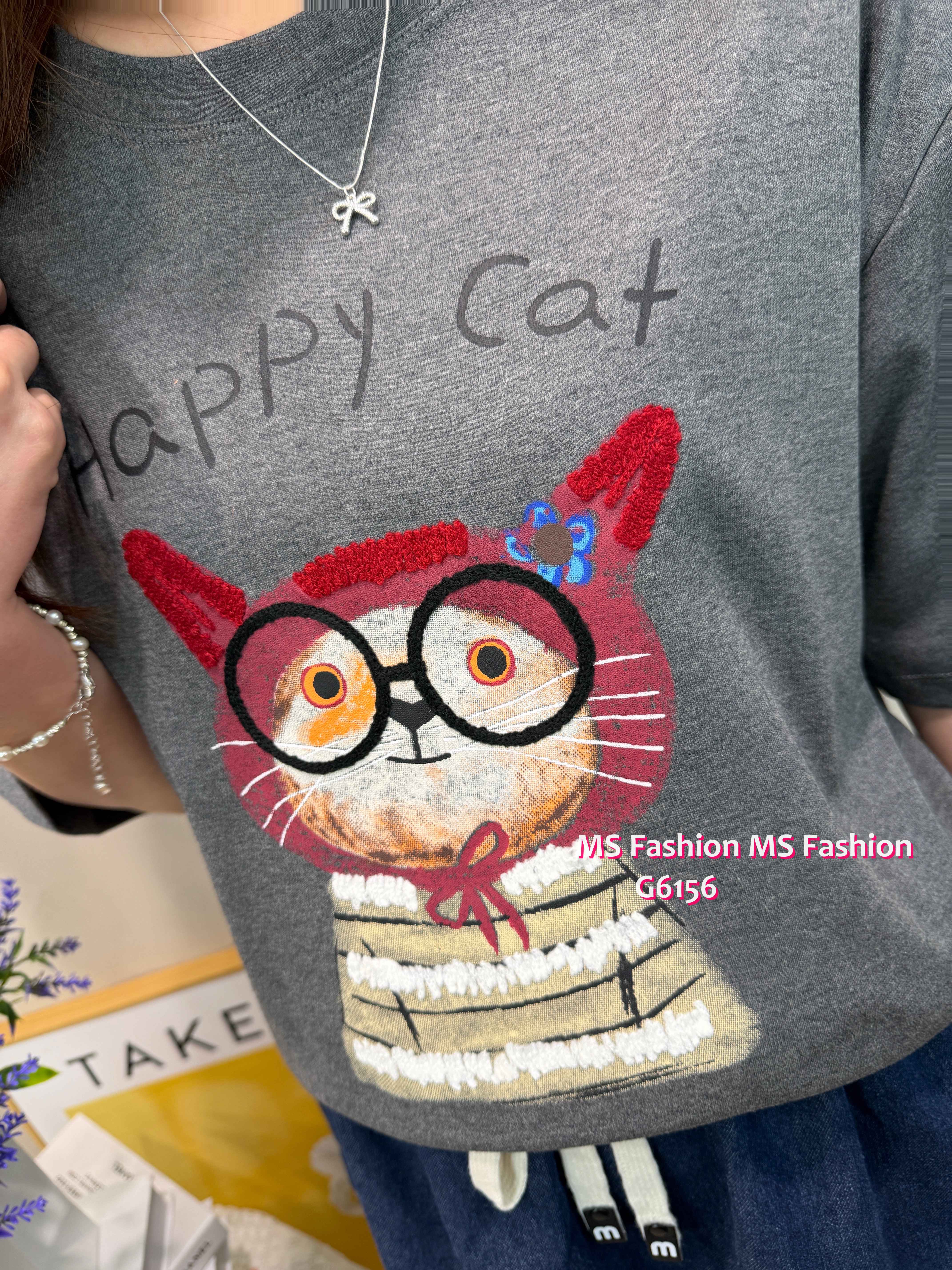G6156 韓國🇰🇷可愛四眼貓top