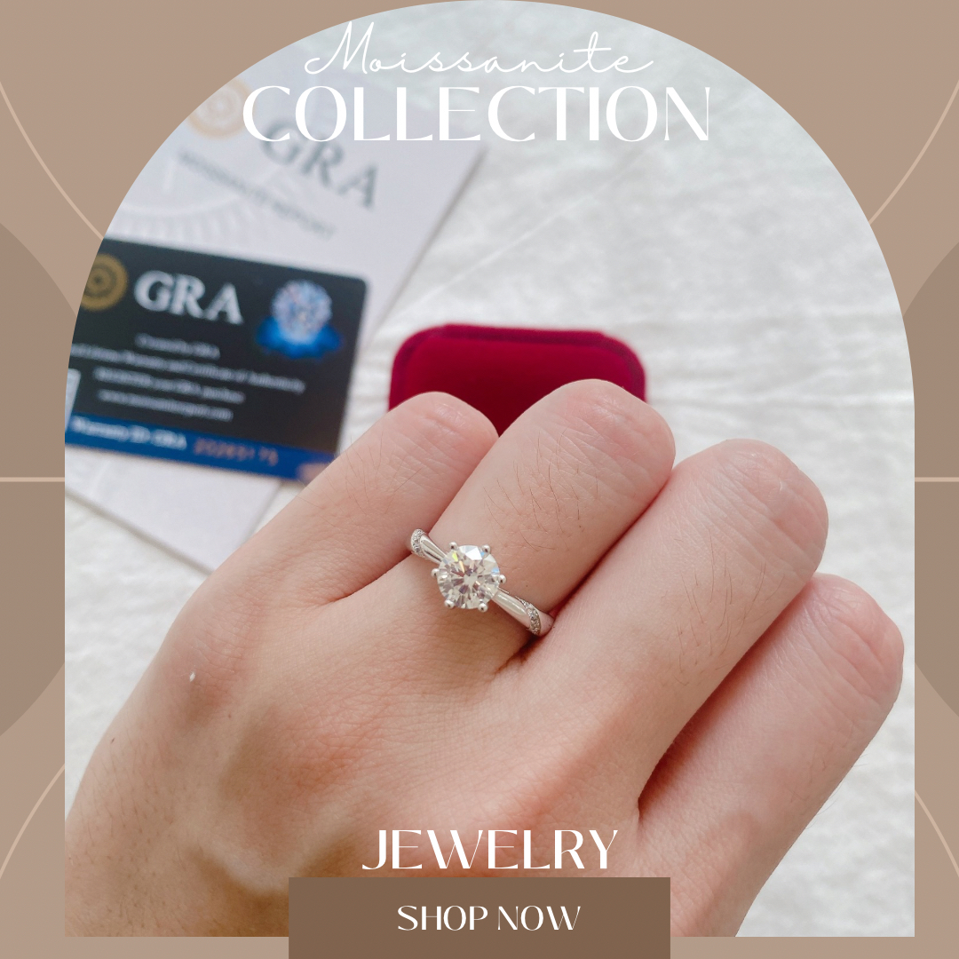 Moissanite Collection 1 carat Ring 001 【FREE size: Adjustable Ring】