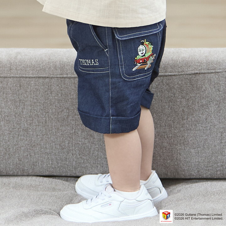 🇯🇵預訂 日本直送🇯🇵Petit Main x Thomas湯瑪士小火車系列三色刺繡貼花梭織布短褲
