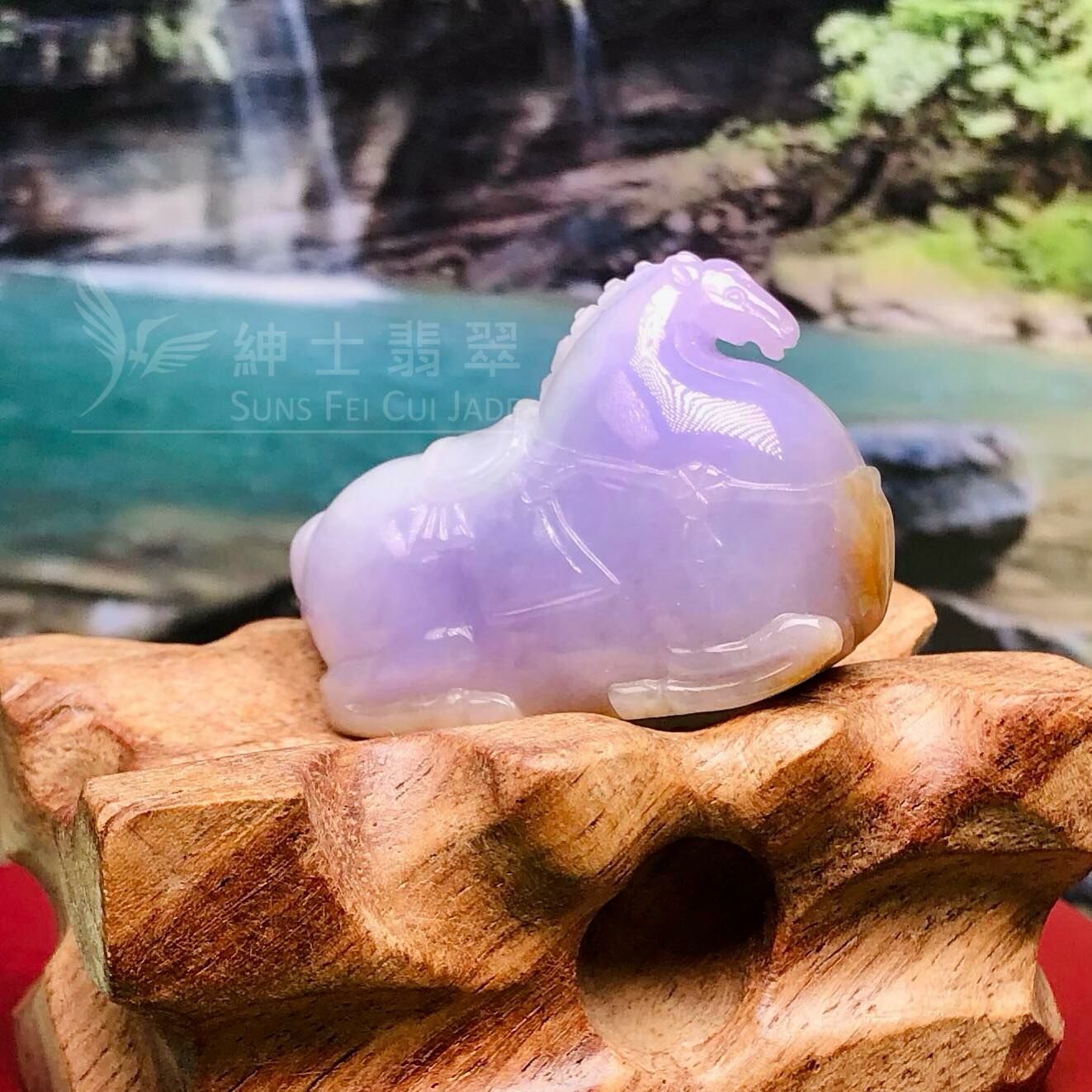 濃紫桃紅春三色唐馬擺件