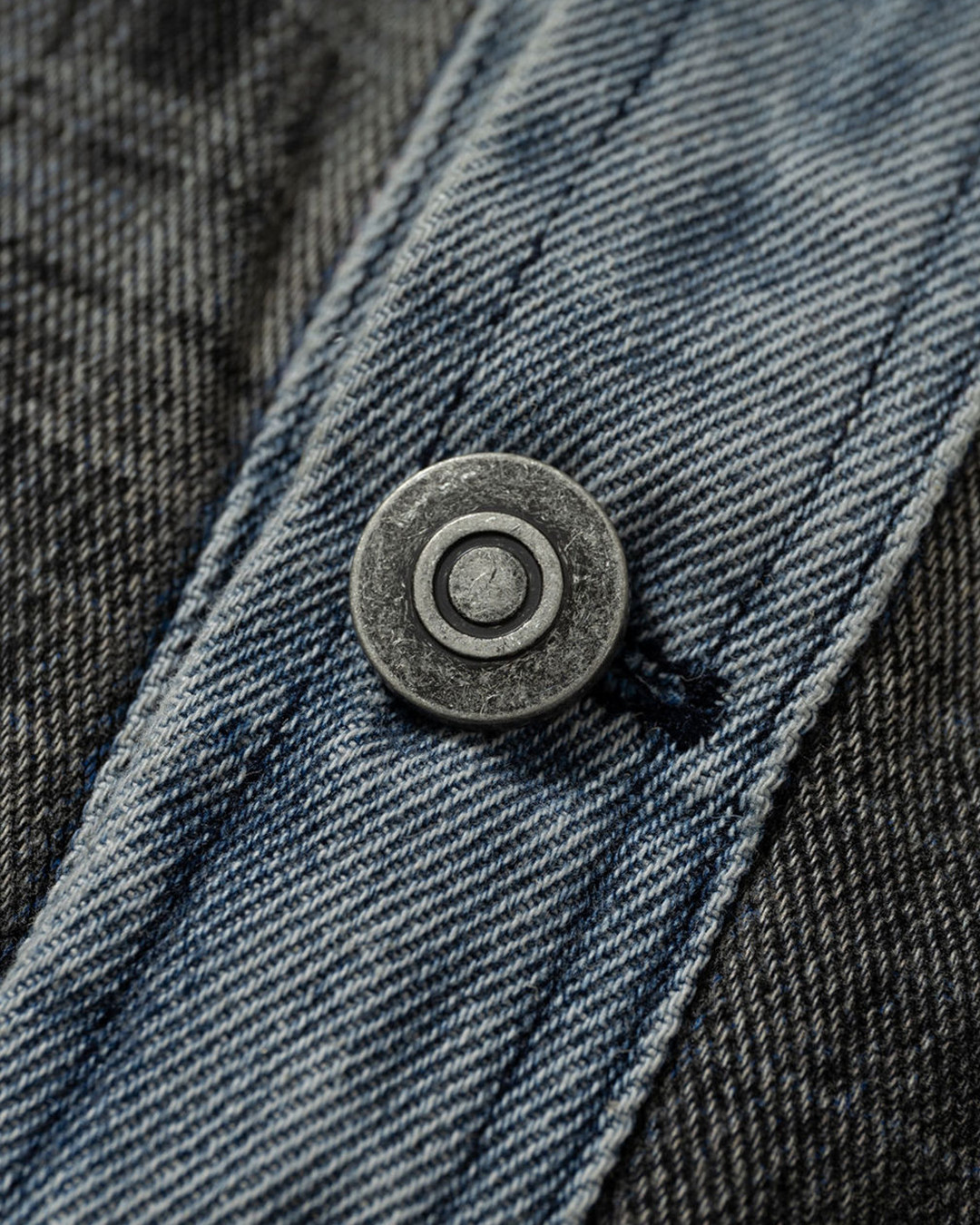 M2622格紋拼接水洗牛仔外套