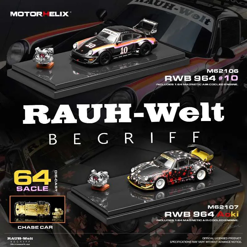 （ 預訂 Pre Order) MOTORHELIX 1/64 ( M62107 ) RWB 964 #10 Aoki Livery