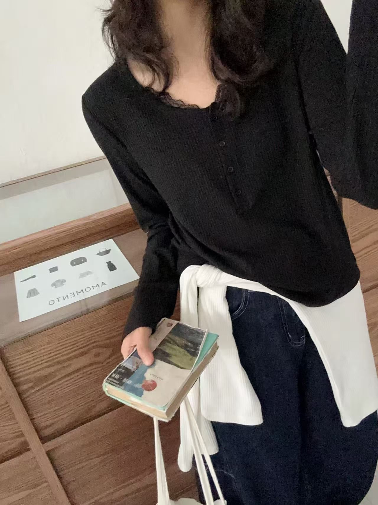 假2 件彈性坑紋Top 