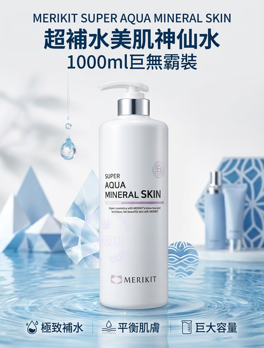MERIKIT SUPER AQUA MINERAL SKIN 超補水美肌神仙水 1000ml巨無霸裝