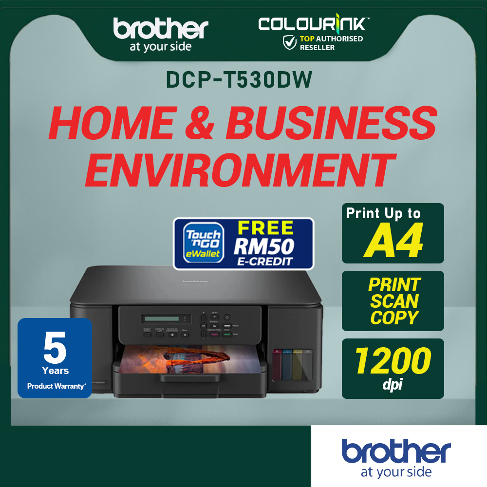 Brother DCP-T430W ❌Auto Print 2 Site / DCP-T530DW ✅Auto Print 2 Site | Wireless Duplex Colour Refill Ink Tank A4 Printer