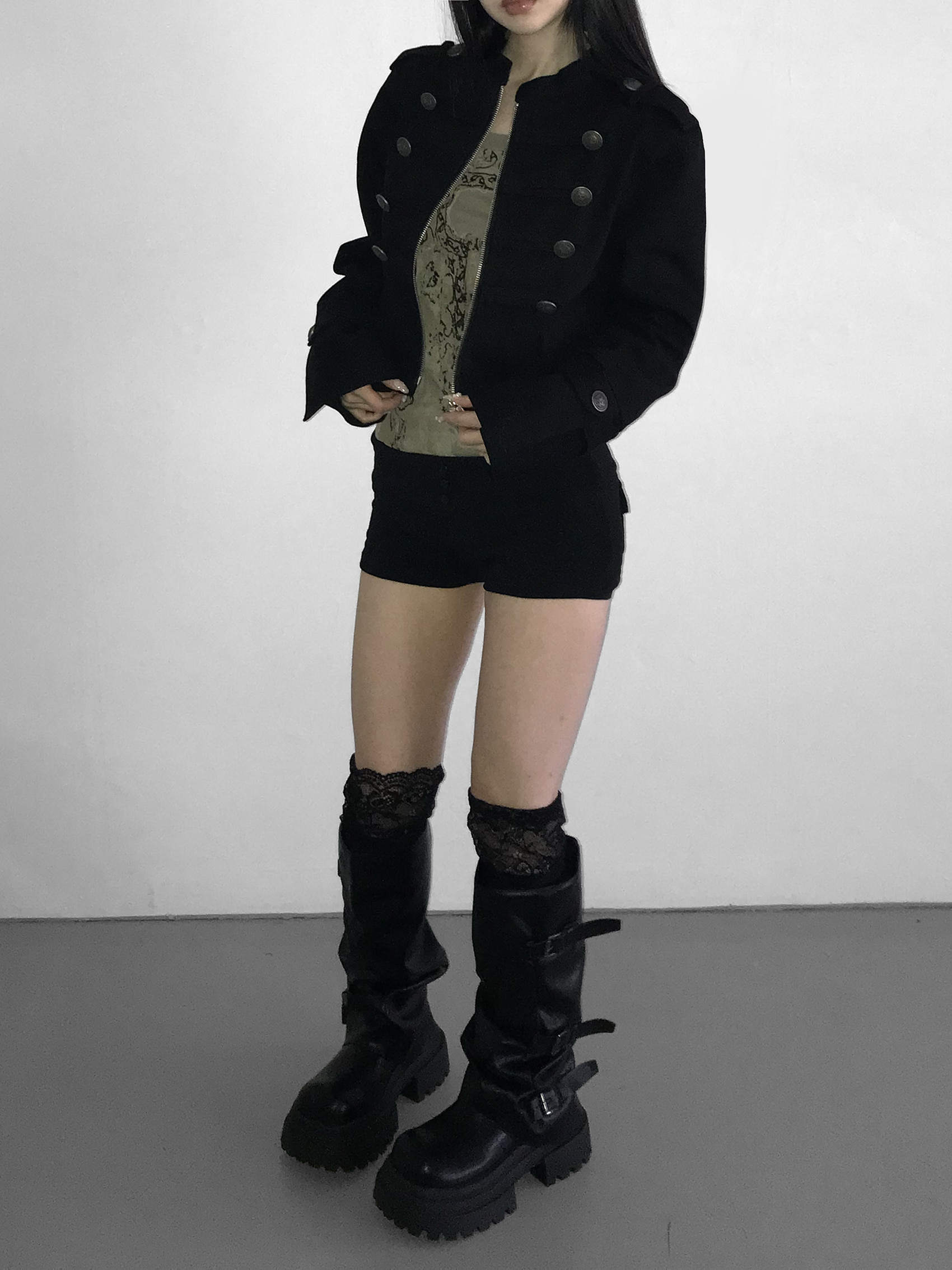 Vintage Zip Front Cropped Jacket