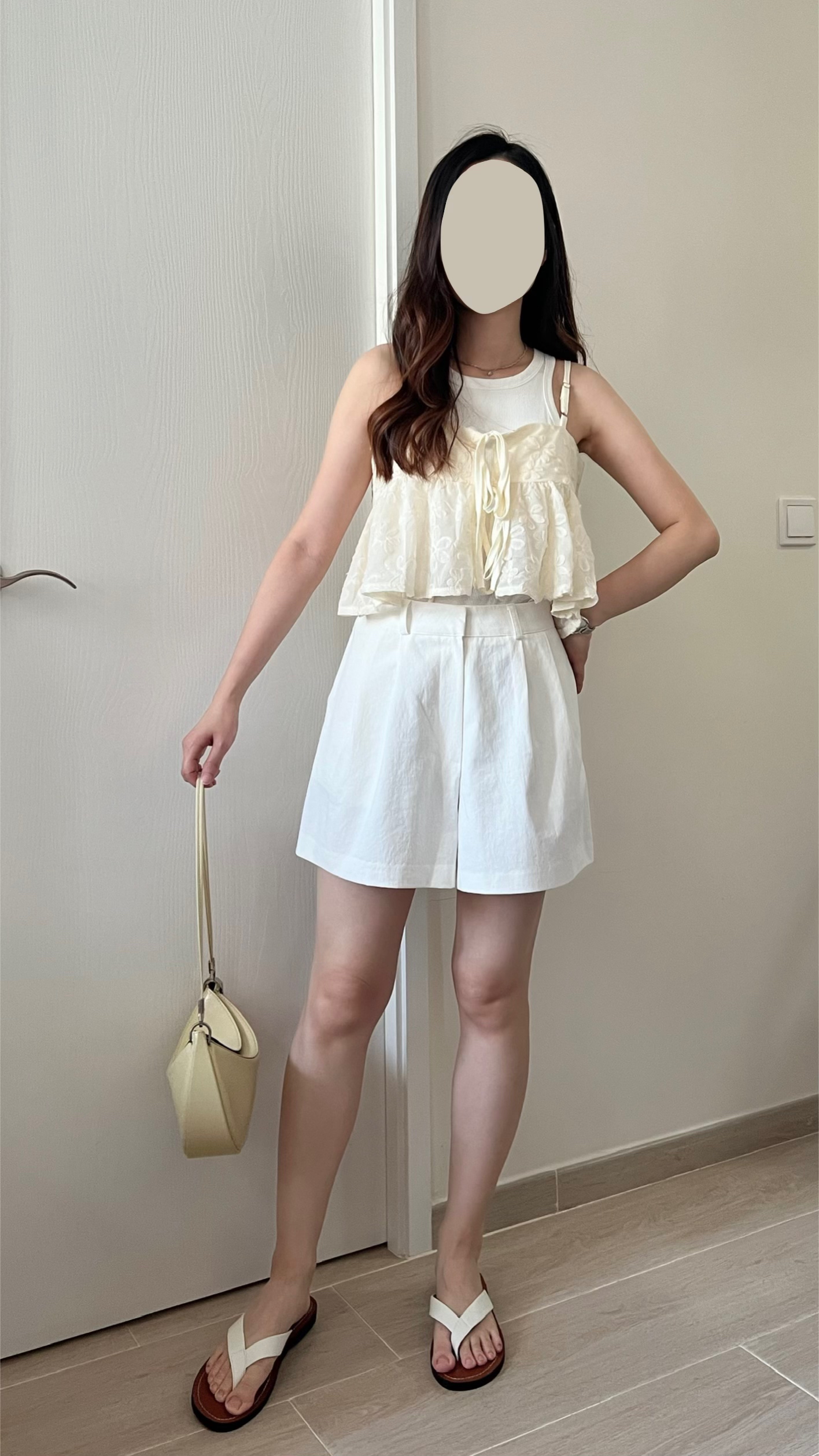 甜價仙氣花花兩穿吊帶背心 杏色