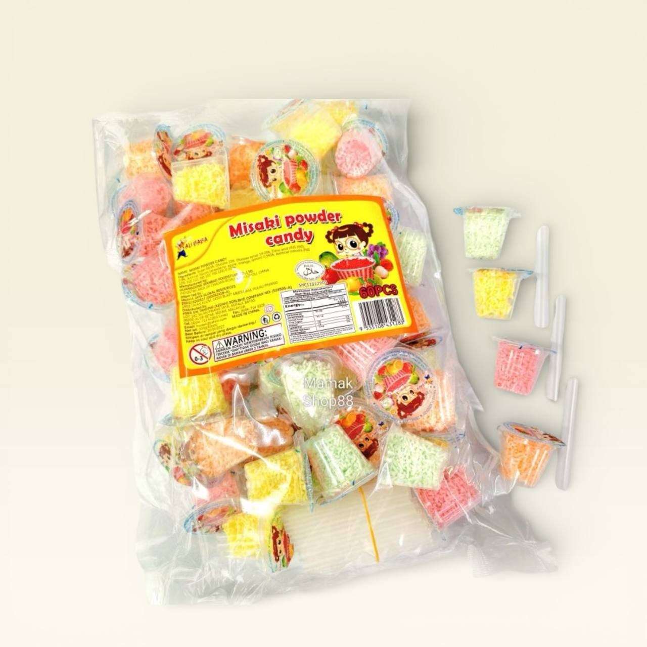 Misaki Powder Candy Childhood Snack 60pcs [Fruits]
