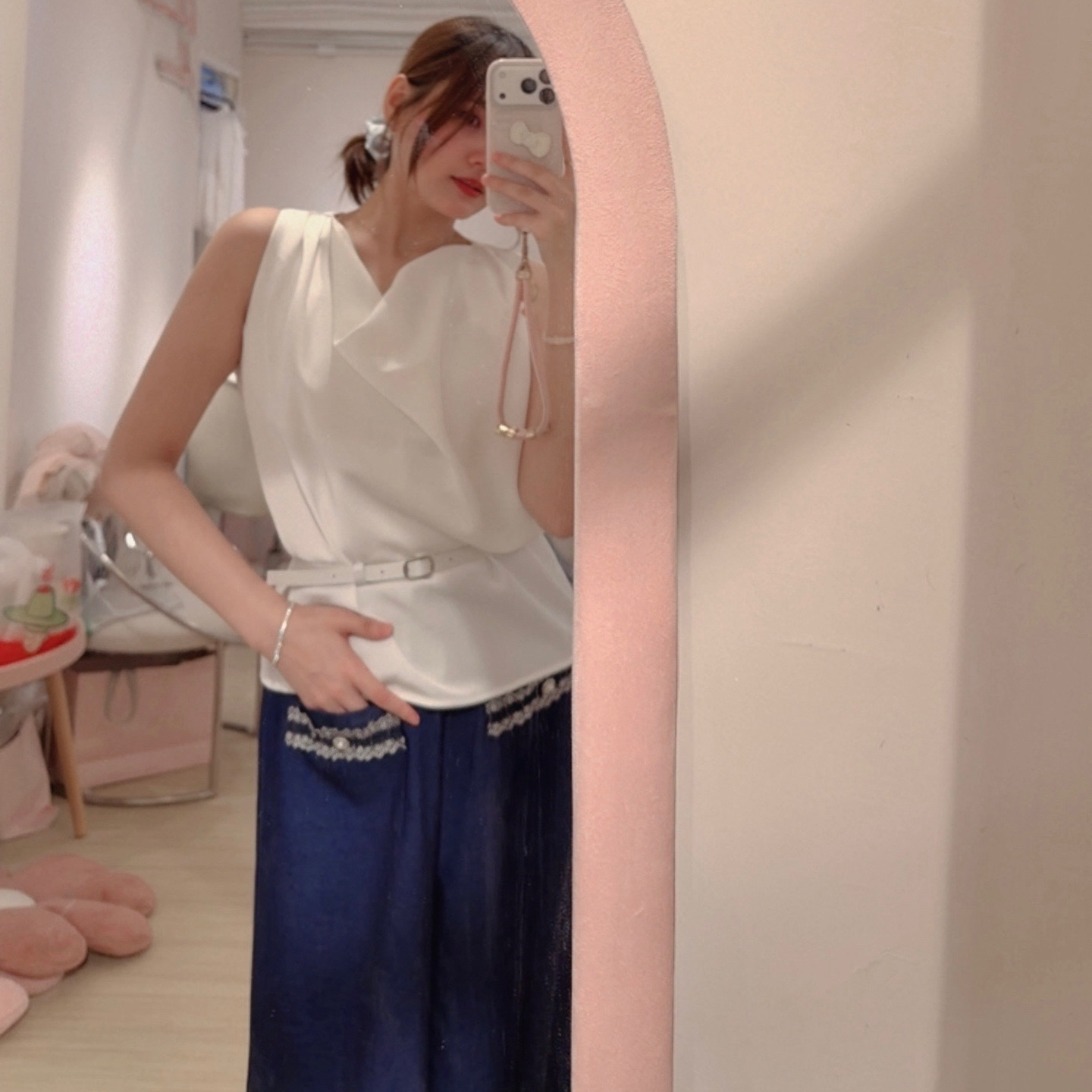 #HANNA-made# Refined Denim Wide-Leg pants