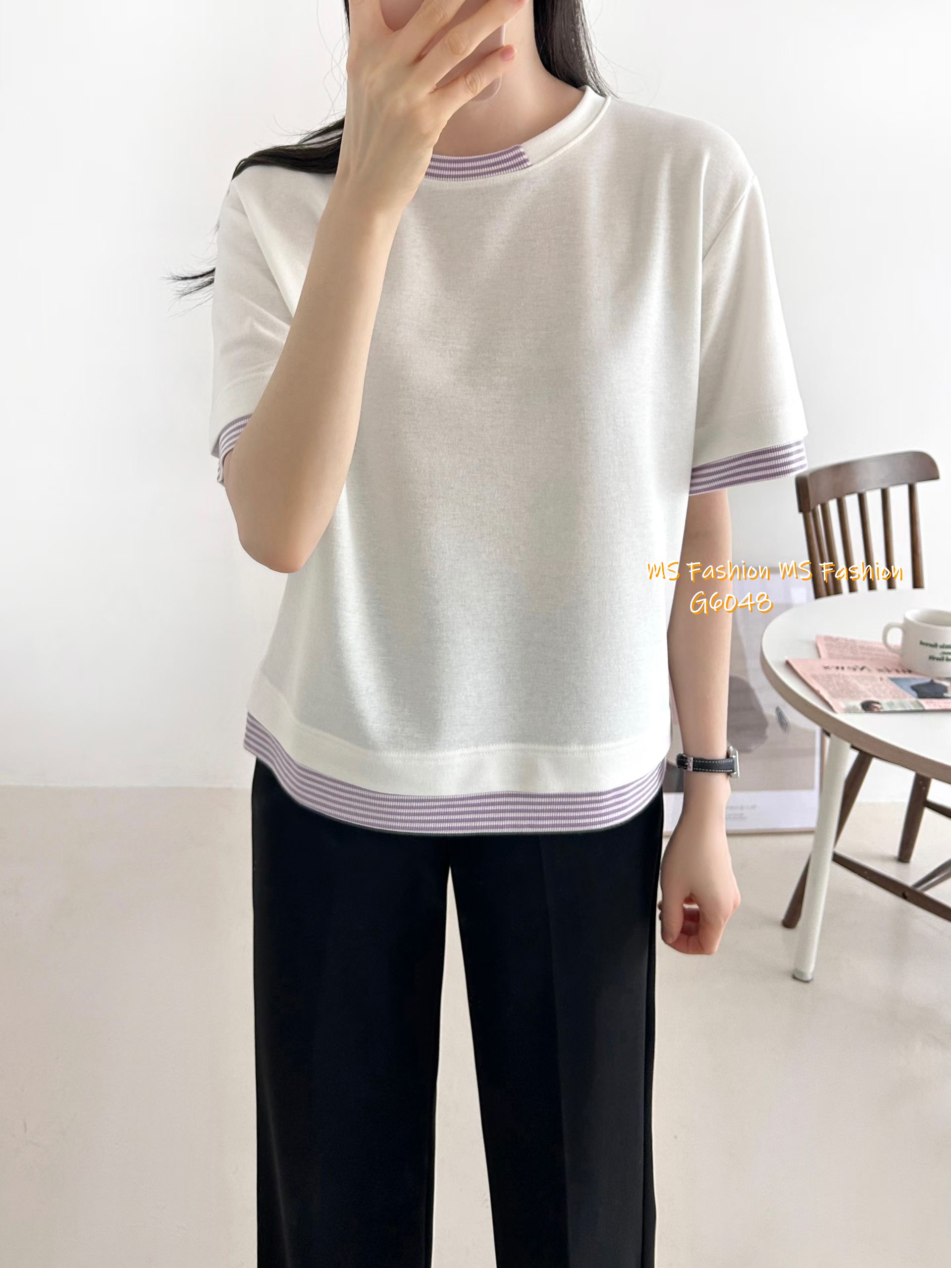 G6048 韓國🇰🇷拼邊子邊top