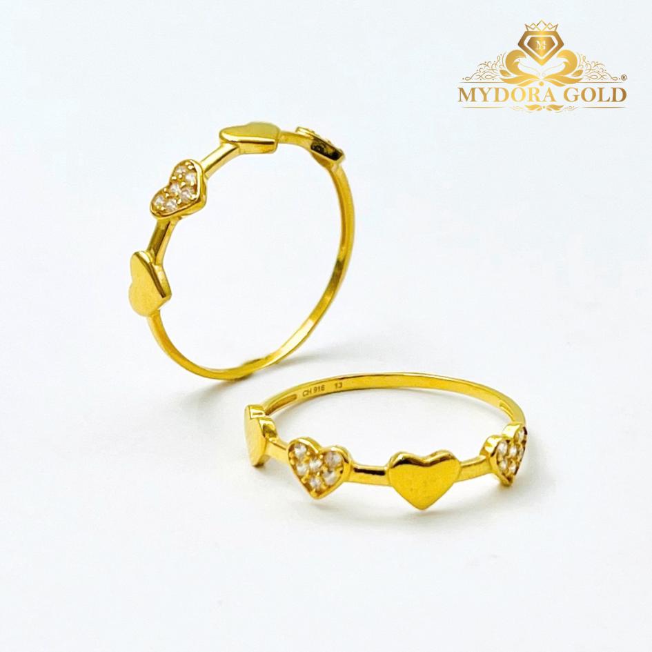 MYDORA Cincin Batu CZ Love Link l EMAS 916/22K