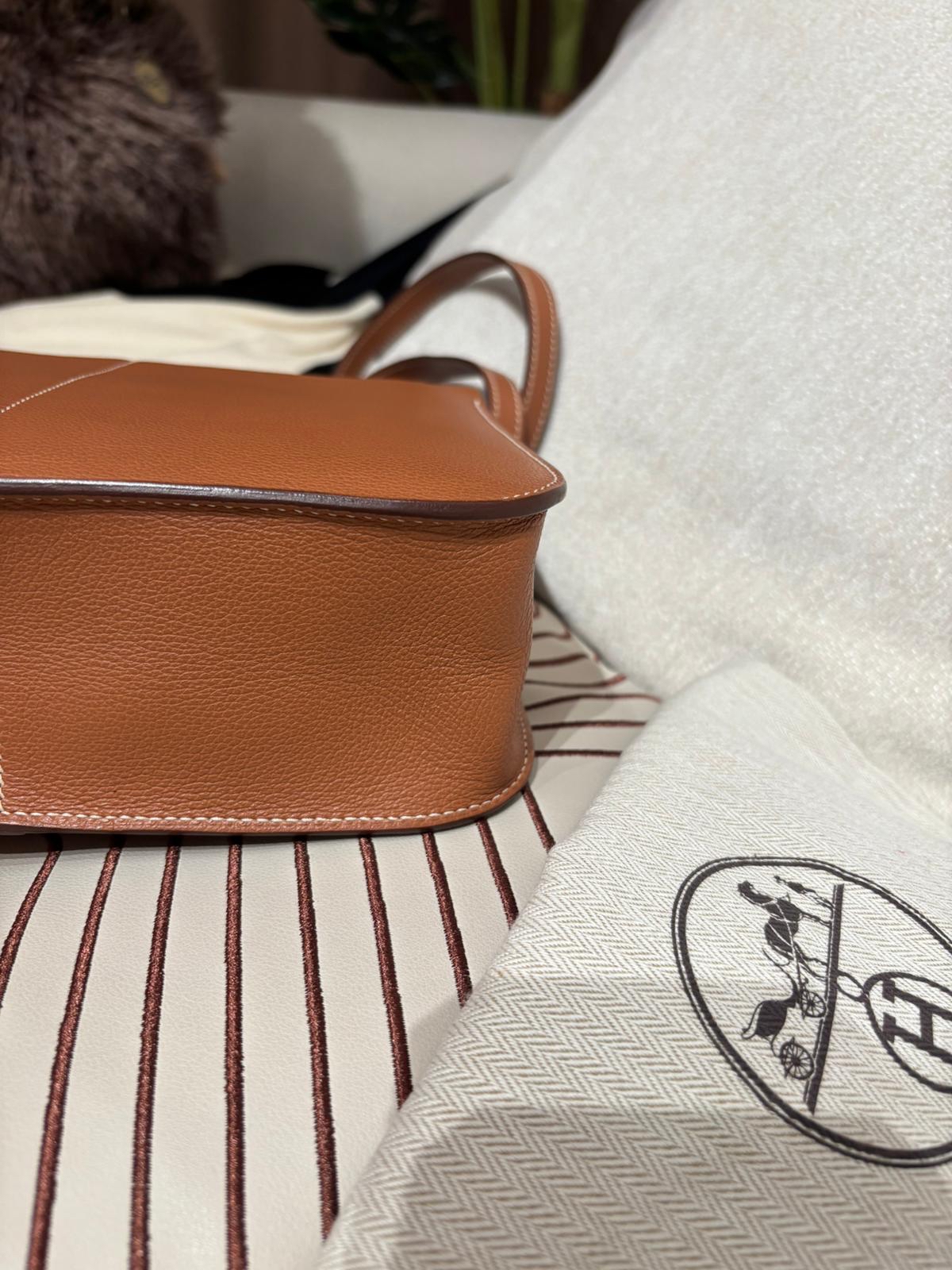 Hermes Halzan 25 Stamp Y Gold/Gold Evercolor 牛皮 100%Authentic, 95%New ✅Dust bag 