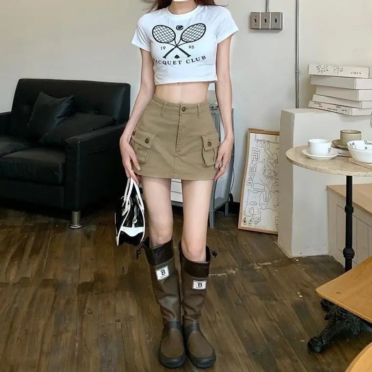 PT227复古工装裙