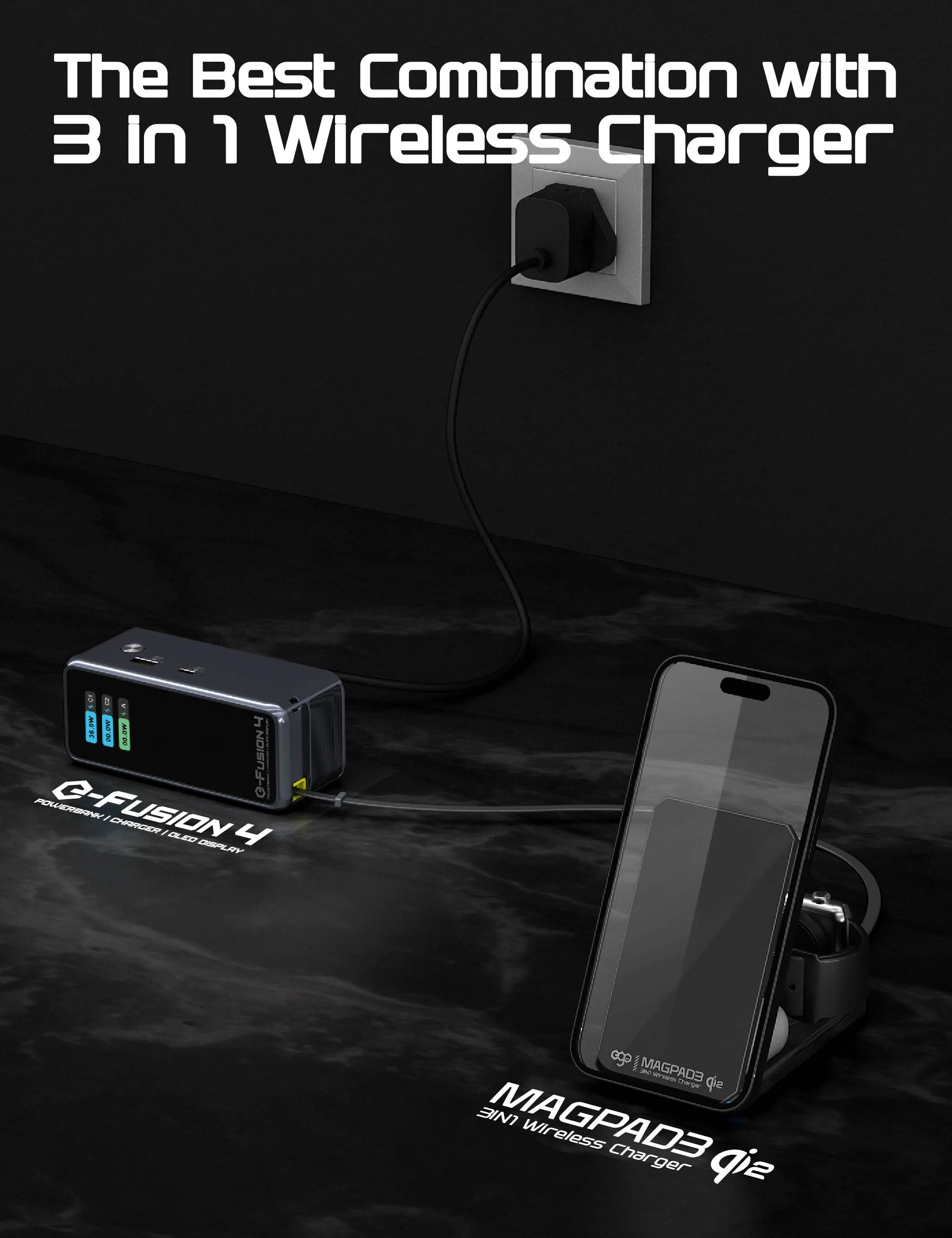 香港行貨 一年保養 ego - E-Fusion 4 15000mAh 外置充電火牛 | 旅行充電器│邊充邊放、超快充、內置 Type-C線  YJ-769D 