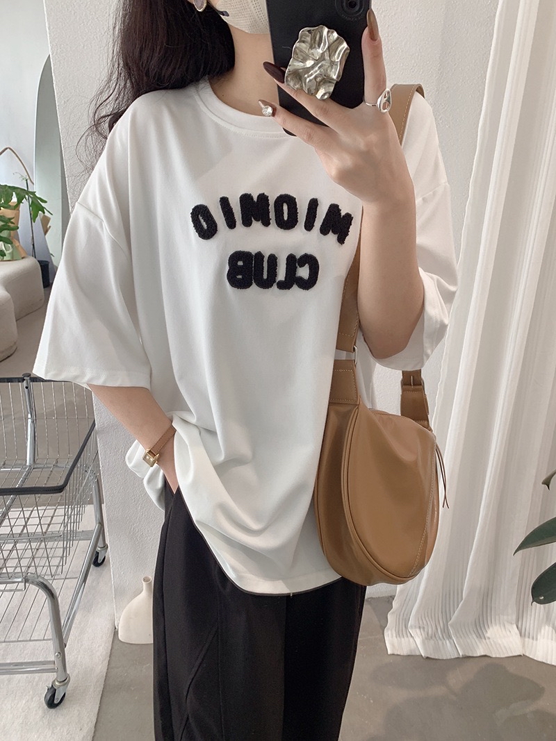 宽松大版立体字母毛巾刺绣Tee