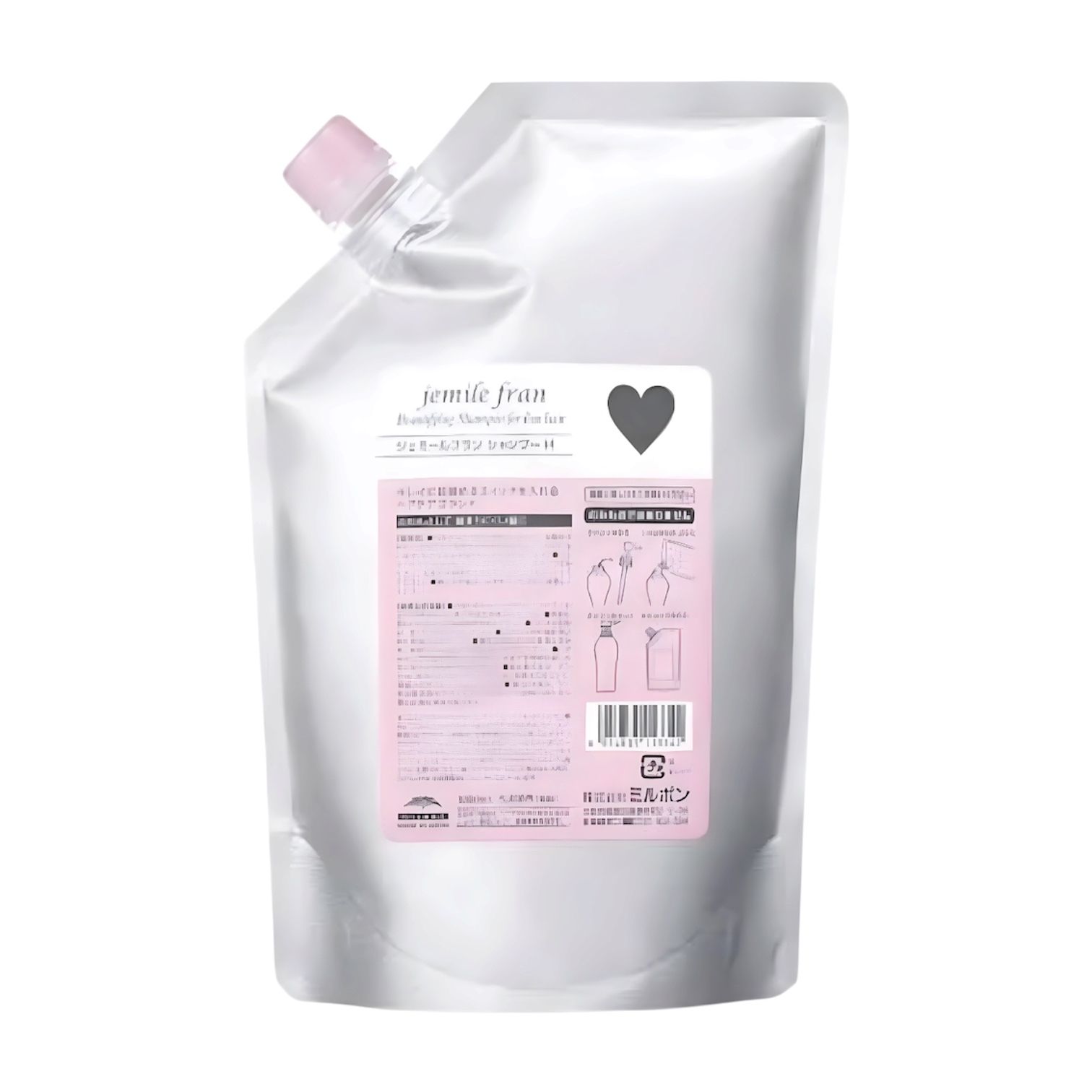 MILBON jemile fran Beautifying Shampoo Refill for Fine Hair 心型柔順洗頭水補充裝（細軟及普通髮質適用）1000ml 